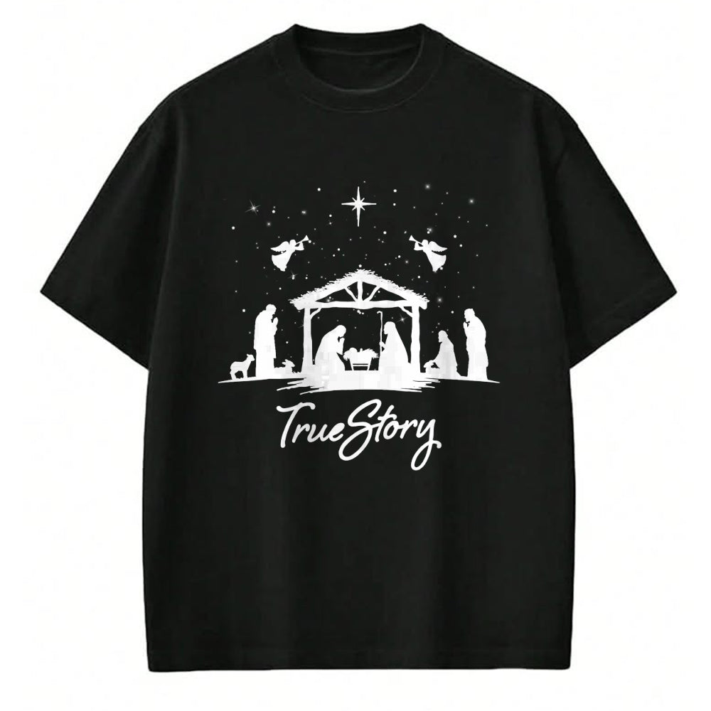 Christian Tee, Christian Faith Unisex T-Shirt/Hoodie/Sweatshirt HLT00 - True Story Christmas Nativity Jesus Christian Men Women Kids T-Shirt
