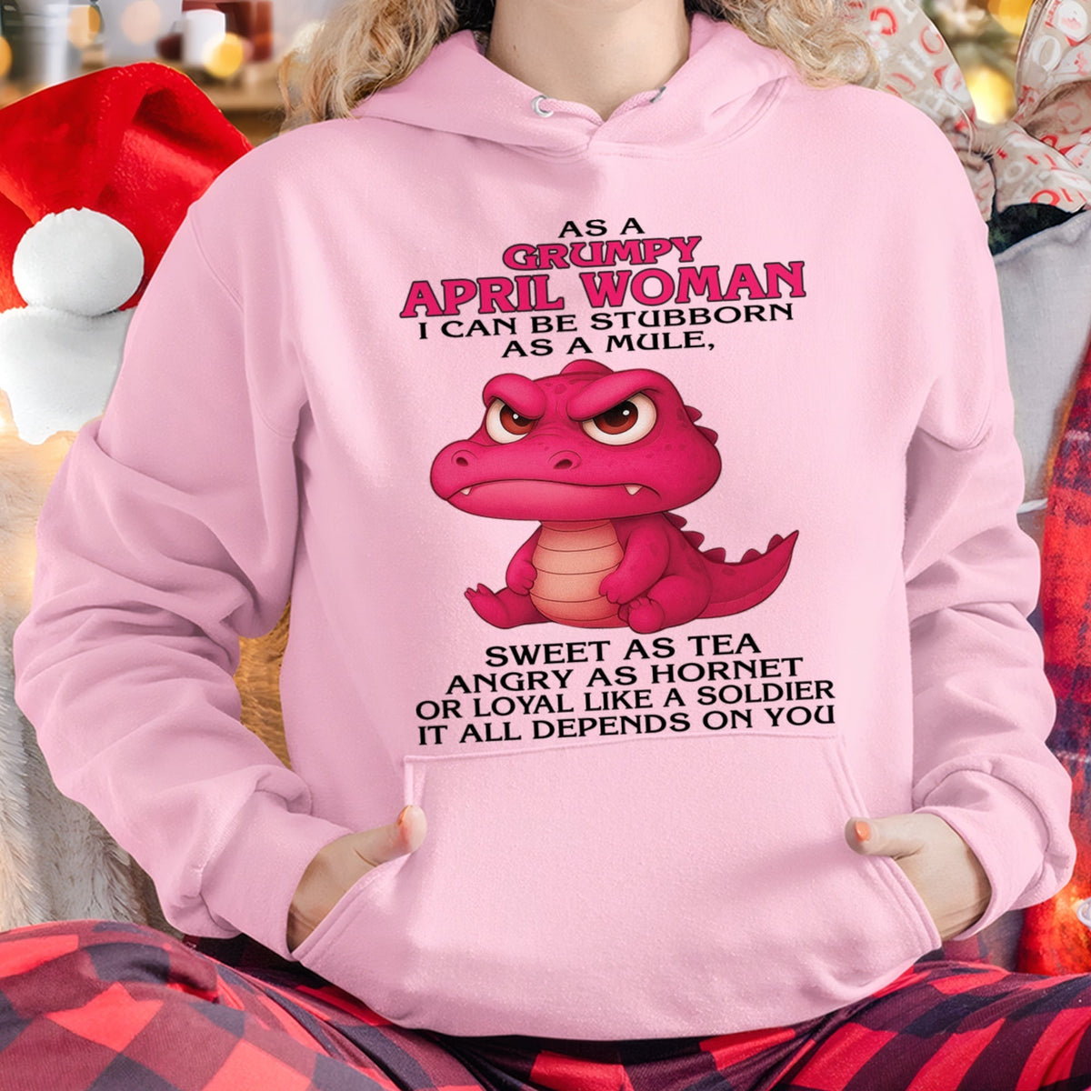 Born in April – Grumpy Woman Quote Funny Alligator Design, Stubborn Sweet Angry Loyal – FMA Virgo04 (SKU09-31-04)