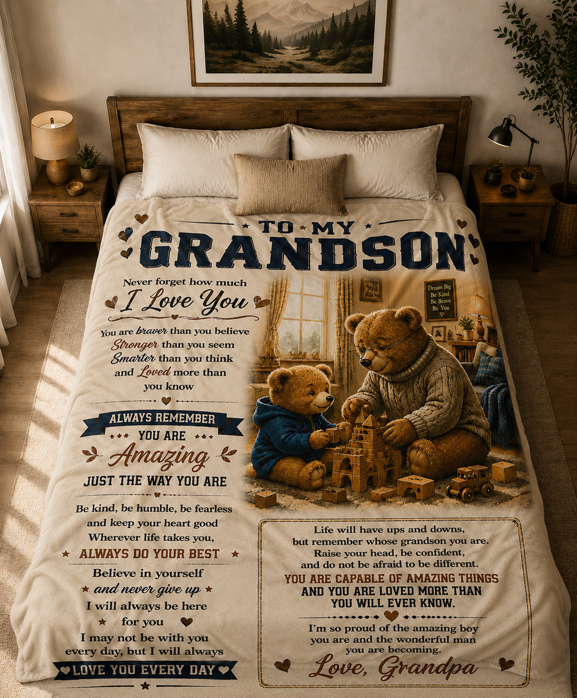 Family Blanket - From Grandpa - To My Grandson - Virgo - ( SKU2608-595)
