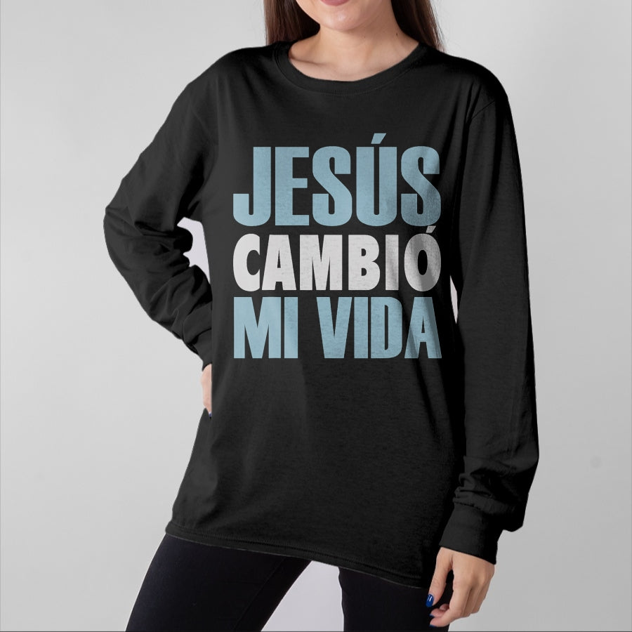 Christian Tee, Christian Faith Unisex T-Shirt/Hoodie/Sweatshirt HLT00 - Jesus Cambio Mi Vida, Spanish Shirt, Spanish Christian Shirt T-Shirt