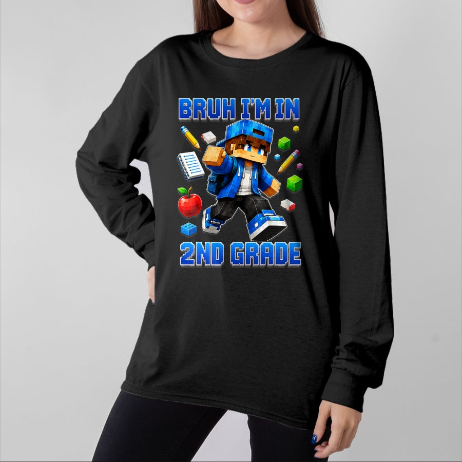 Best Student Shirt, Funny Back To School UnisexT-Shirt/Hoodie/Sweatshirt HLT00 - Bruh I_m in 2nd Grade Back to School Gamer Boy T-Shirt