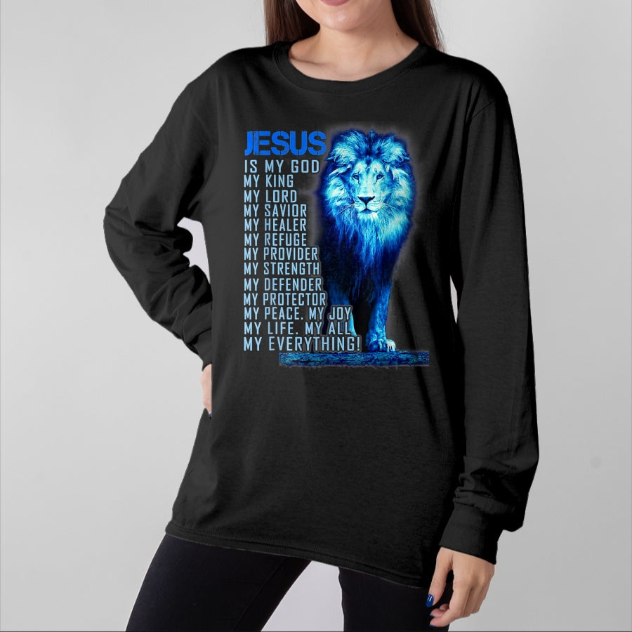 Christian Tee, Christian Faith Unisex T-Shirt/Hoodie/Sweatshirt HLT00 - Lion Christian Jesus Is My God King, Lord, and Savior T-Shirt