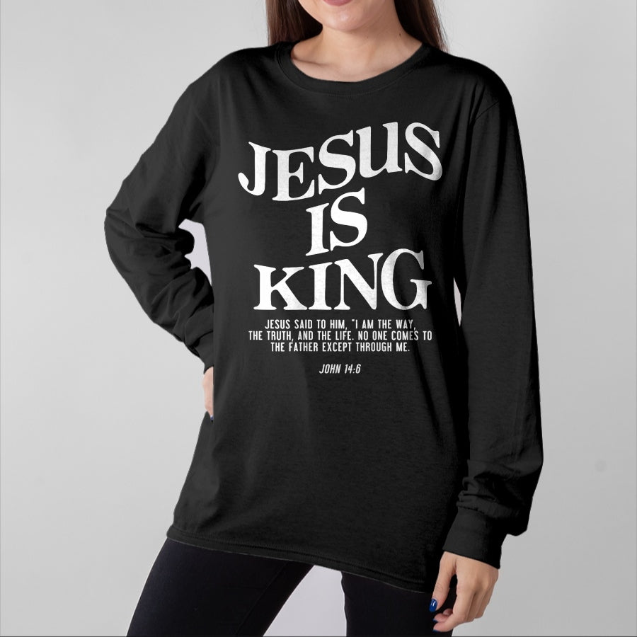 Christian Tee, Christian Faith Unisex T-Shirt/Hoodie/Sweatshirt HLT00 - Jesus Is King Jesus John 146 Costume Christian (On Back) T-Shirt