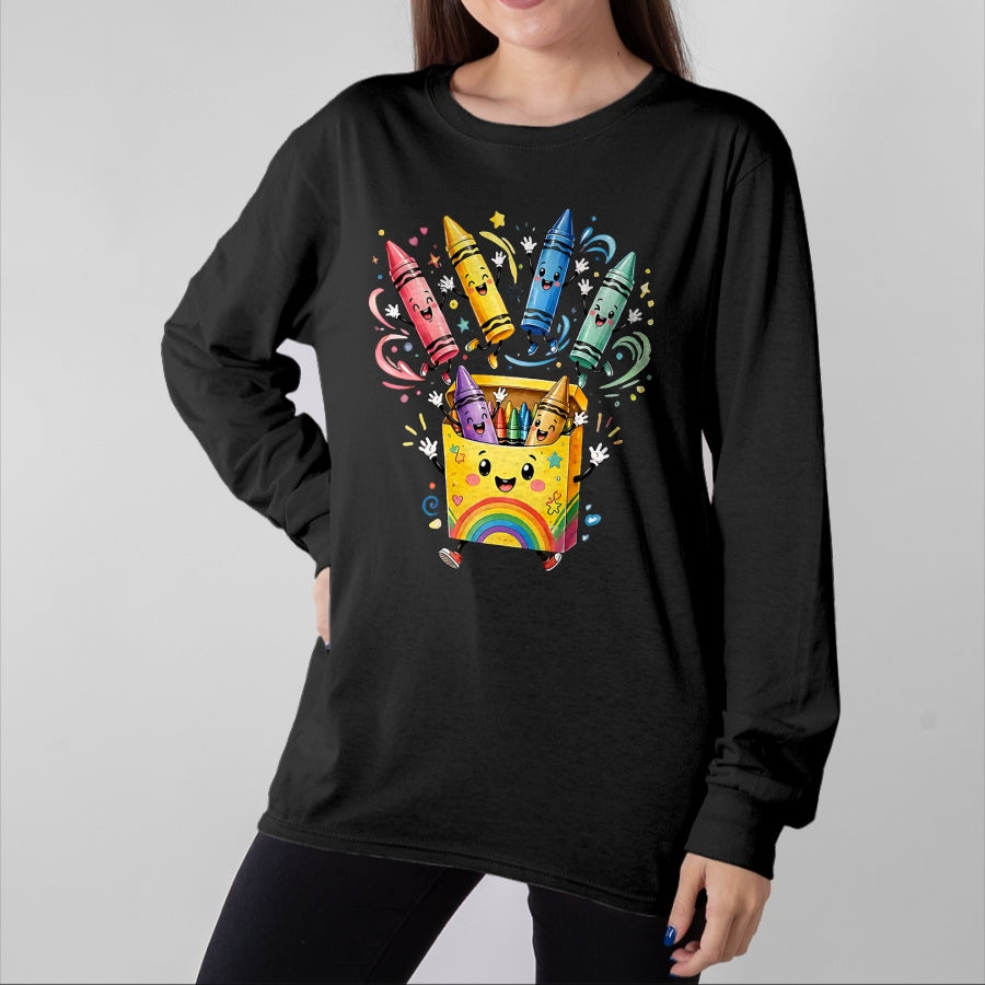 Best Student Shirt, Funny Back To School UnisexT-Shirt/Hoodie/Sweatshirt HLT00 - Cute Crayon Box Back to School Teacher Preschool Classroom T-Shirt