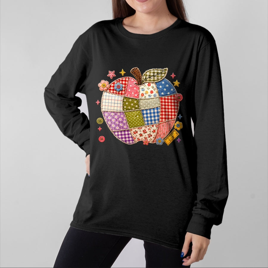Best Student Shirt, Funny Back To School UnisexT-Shirt/Hoodie/Sweatshirt HLT00 - Cute Patchwork Preppy Apples Back to School Teacher Student T-Shirt (2)