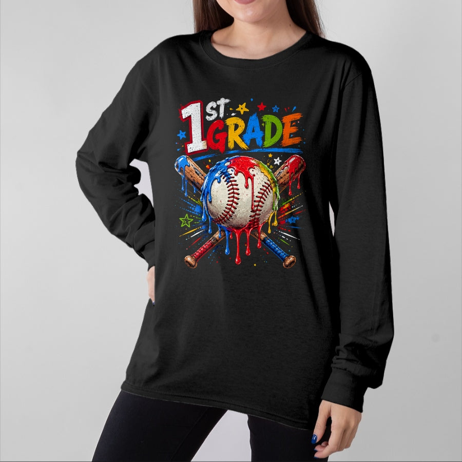 Best Student Shirt, Funny Back To School UnisexT-Shirt/Hoodie/Sweatshirt HLT00 - 1st Grade Back to School Baseball drip ice Cream T-Shirt