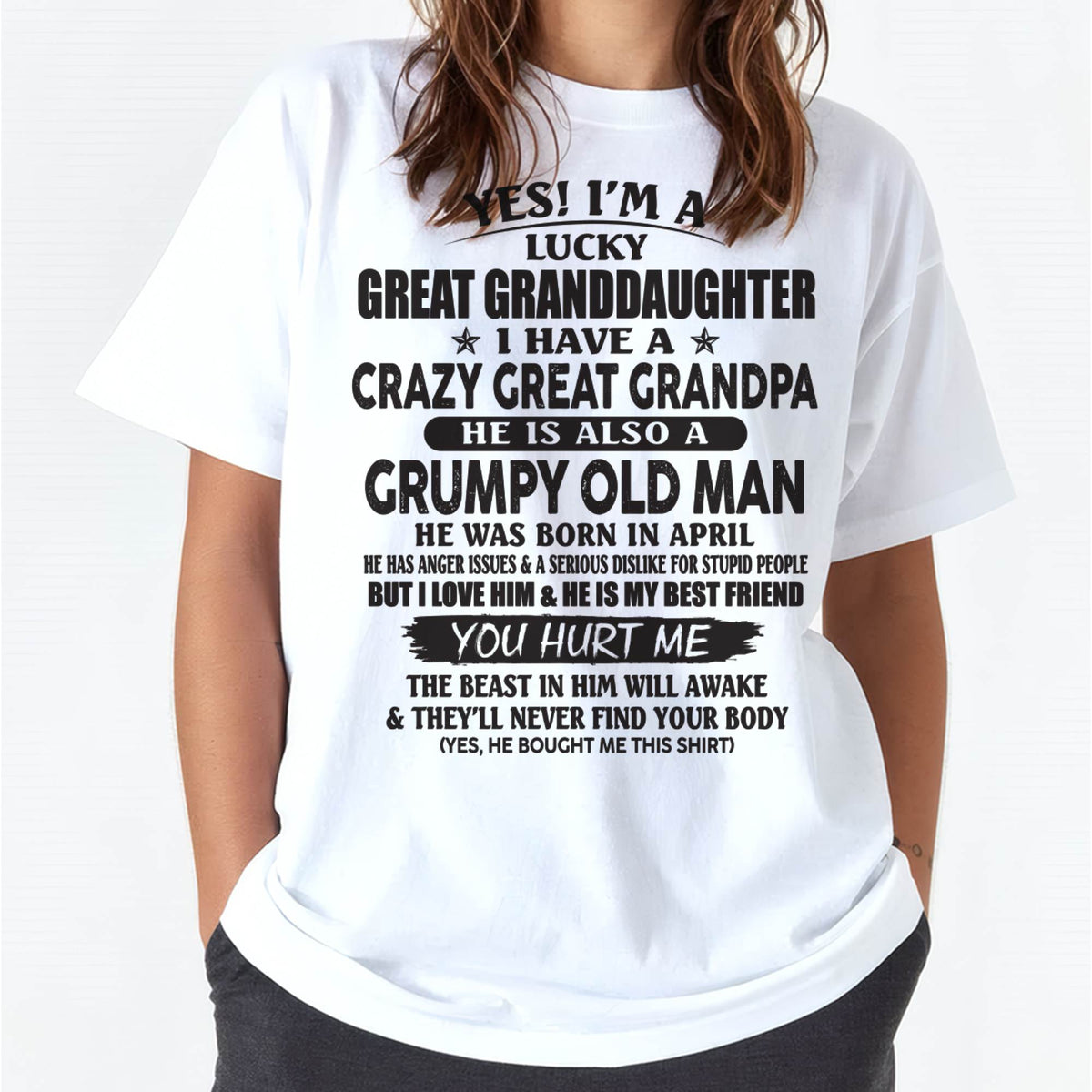 APRIL - LUCKY GREAT GRANDDAUGHTER OF CRAZY GREAT GRANDPA - PERFECT GIFT FROM GREAT GRANDPA - virgo04 (SKU12-287-04)