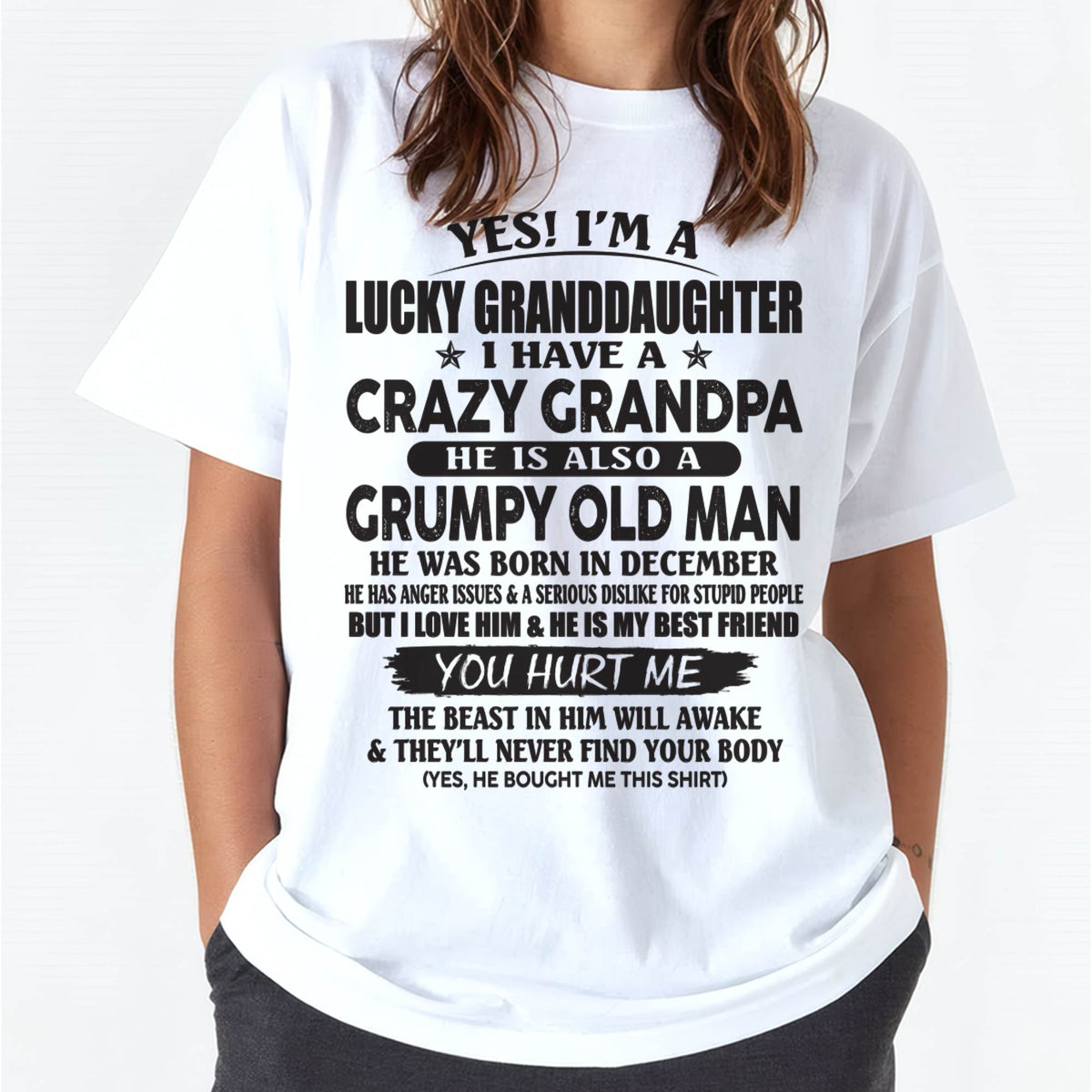 DECEMBER - LUCKY GRANDDAUGHTER OF CRAZY GRANDPA - PERFECT GIFT FOR YOUR GRANDDAUGHTER FROM GRANDPA - virgo12 (SKU10-150-12)
