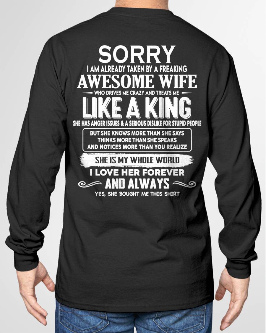 SORRY I AM ALREADY TAKEN BY A FREAKING AWESOME WIFE - GIFT FOR HUSBAND FROM WIFE - virgo00 (SKU2607-218-00)