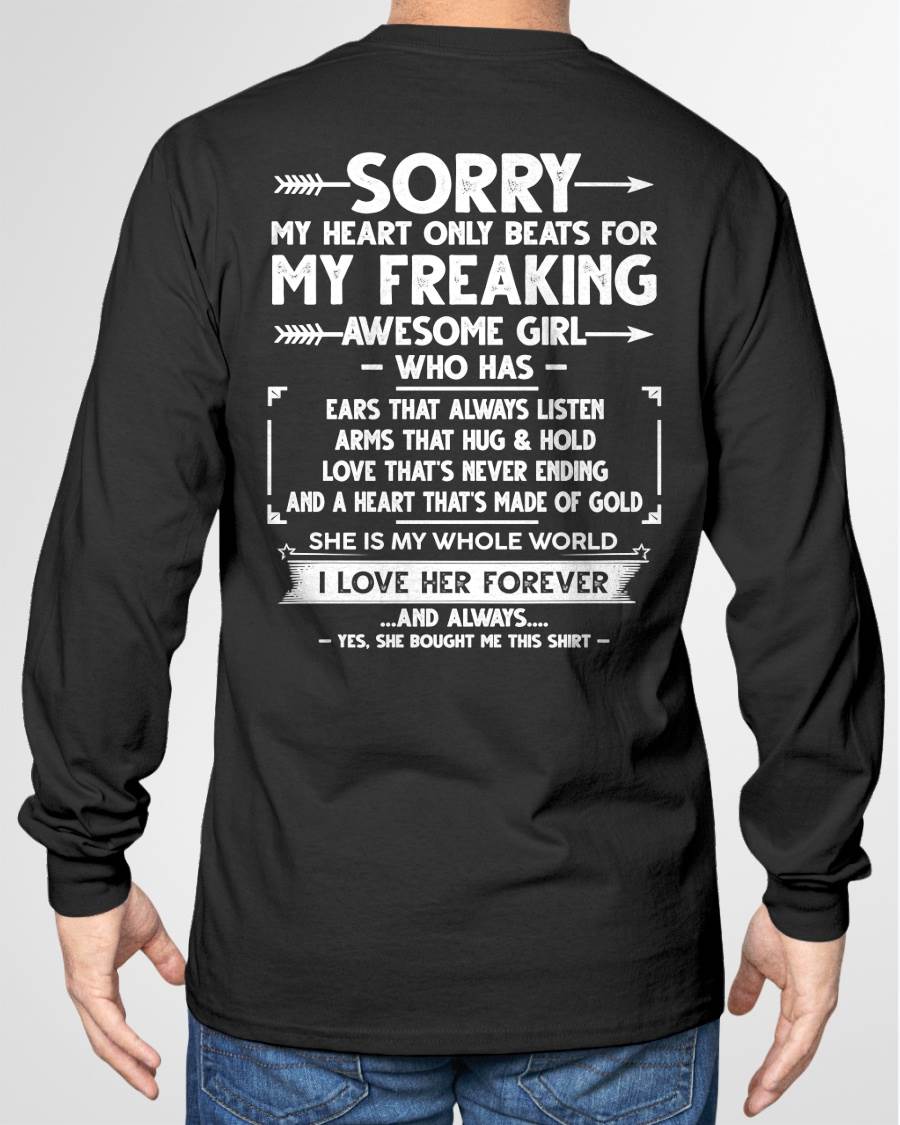 SORRY MY HEART ONLY BEATS FOR MY FREAKING AWESOME GIRL - FROM WIFE - virgo00 (SKU2603-15-00)