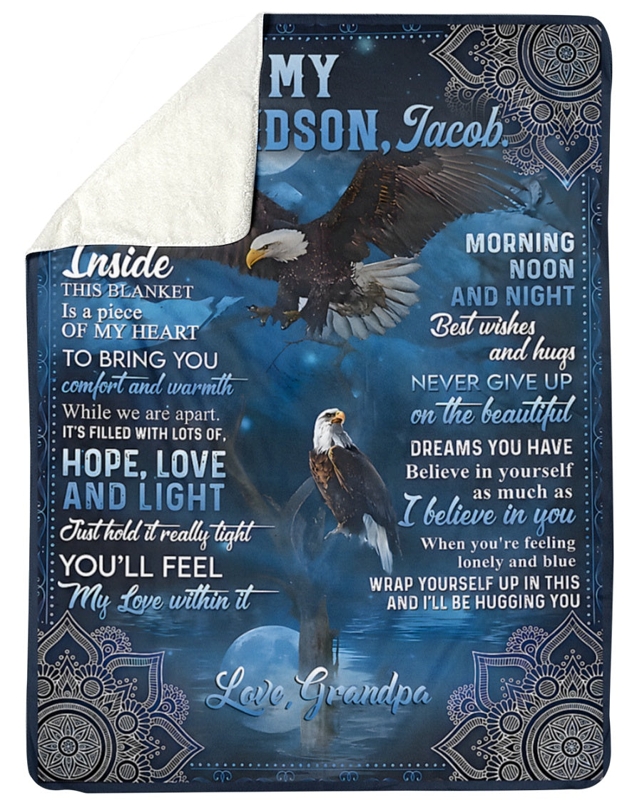 To My Grandson Blanket – A Loving Hug You Can Always Feel From Grandpa (SKU2606-216)