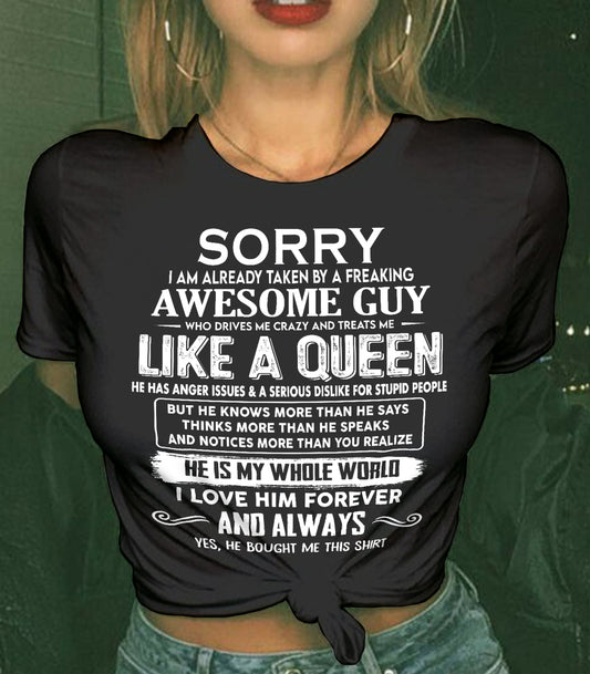 SHIRT Sorry, I’m Already Taken By A Freaking Awesome Guy - From Husband - To Wife - Virgo00 (SKU2602-41-00)