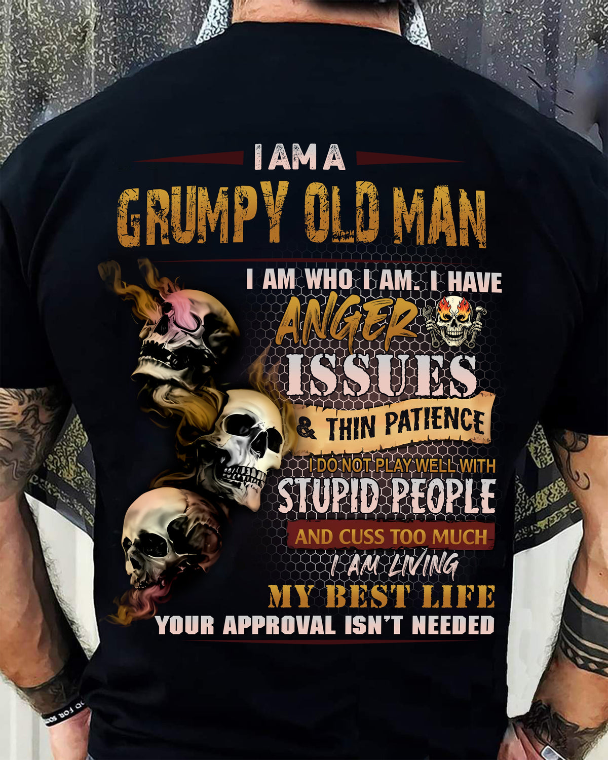 Grumpy Old Man T-Shirt - Funny Skull Anger Issues Tee - Perfect Gift For Men Virgo00 (SKU08-67-00)