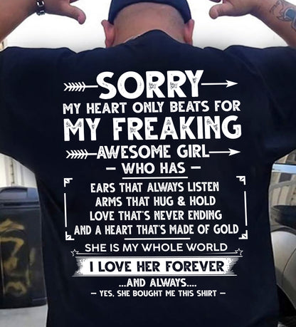 SORRY MY HEART ONLY BEATS FOR MY FREAKING AWESOME GIRL - FROM WIFE - virgo00 (SKU2603-15-00)