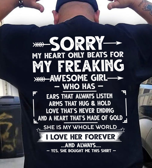 SORRY MY HEART ONLY BEATS FOR MY FREAKING AWESOME GIRL - FROM WIFE - virgo00 (SKU2603-15-00)