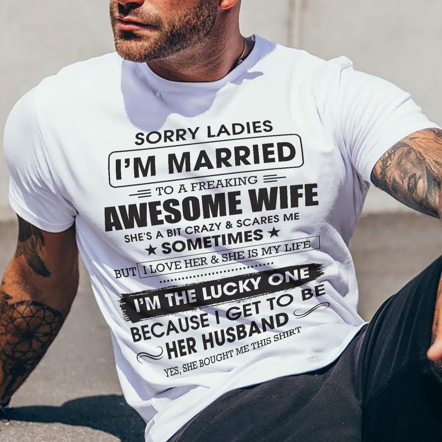 Sorry Ladies I'm Married To A Freaking Awesome Wife - Gift For Husband From Wife - Virgo00 (SKU06-45-00)