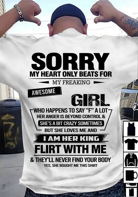SORRY MY HEART ONLY BEATS FOR MY FREAKING AWESOME GIRL - FROM WIFE - virgo00 (SKU26T-01-59-00)