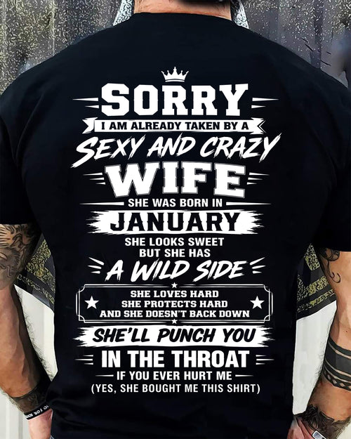 JANUARY SHIRT Sexy And Crazy Wife - To Wife - From Husband - Virgo01 (SKU2609-257-01)