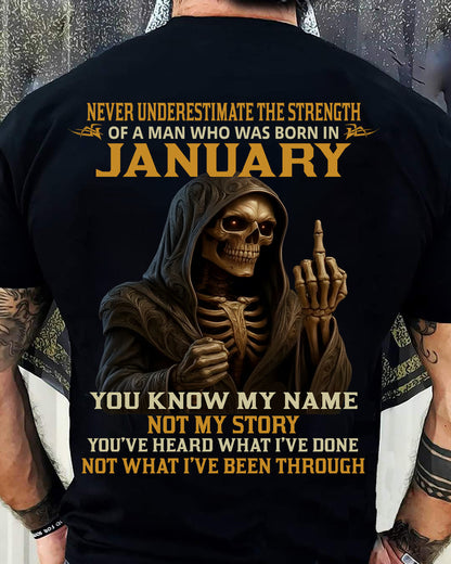 JANUARY - NEVER UNDERESTIMATE - BIRTHDAY T-SHIRT FOR MEN - Virgo01 (SKU26T-01-06-01)
