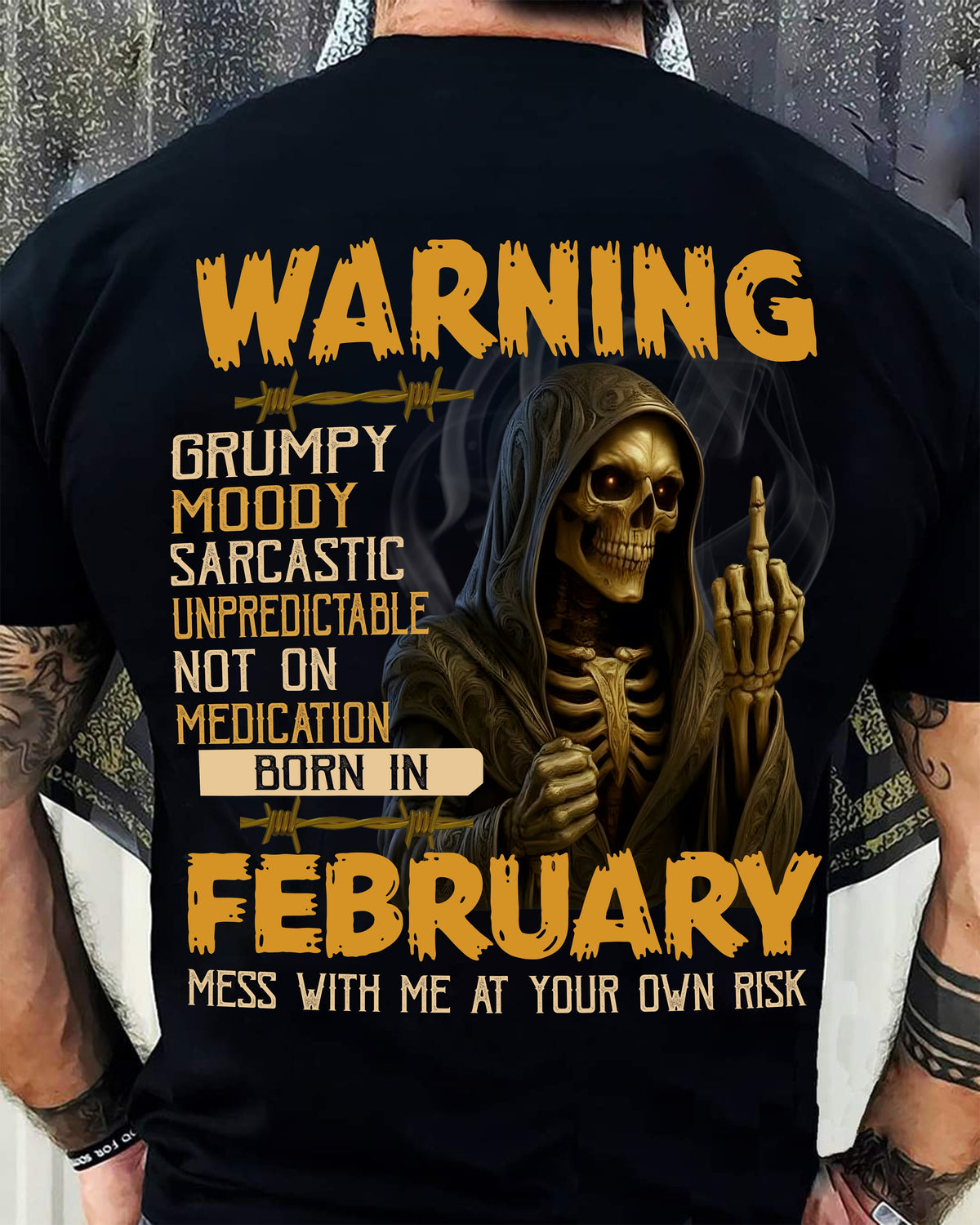 FEBRUARY - WARNING GRUMPY MOODY - BIRTHDAY T-SHIRT FOR MEN - Virgo02 (SKU26T-01-07-02)