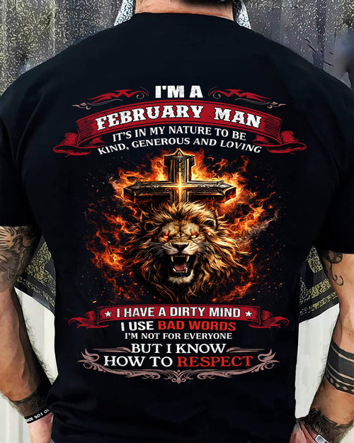 FEBRUARY - KIND AND LOVING ARE MY NATURE - PREMIUM DTG PRINT BIRTHDAY T-SHIRT FOR MEN - Virgo02 (SKU26T-01-31-02)