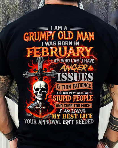 FEBRUARY - GRUMPY OLD MAN T-SHIRT - FUNNY SKULL ANGER ISSUES TEE - PERFECT GIFT FOR MEN Virgo02 (SKU12-319-02)