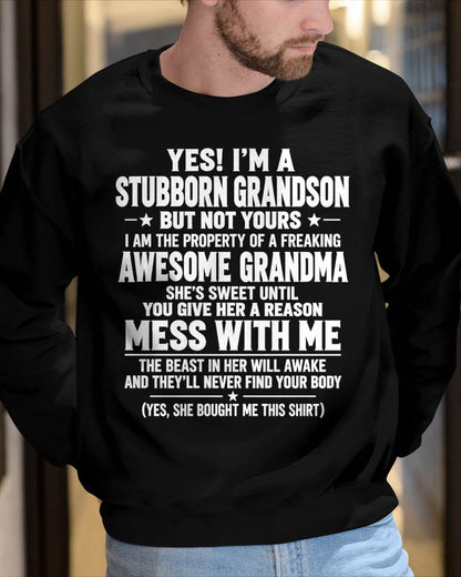 SHIRT Stubborn Grandson Of An Awesome Grandma - From Grandma - To Grandson - Virgo00 (SKU2610-131-00)