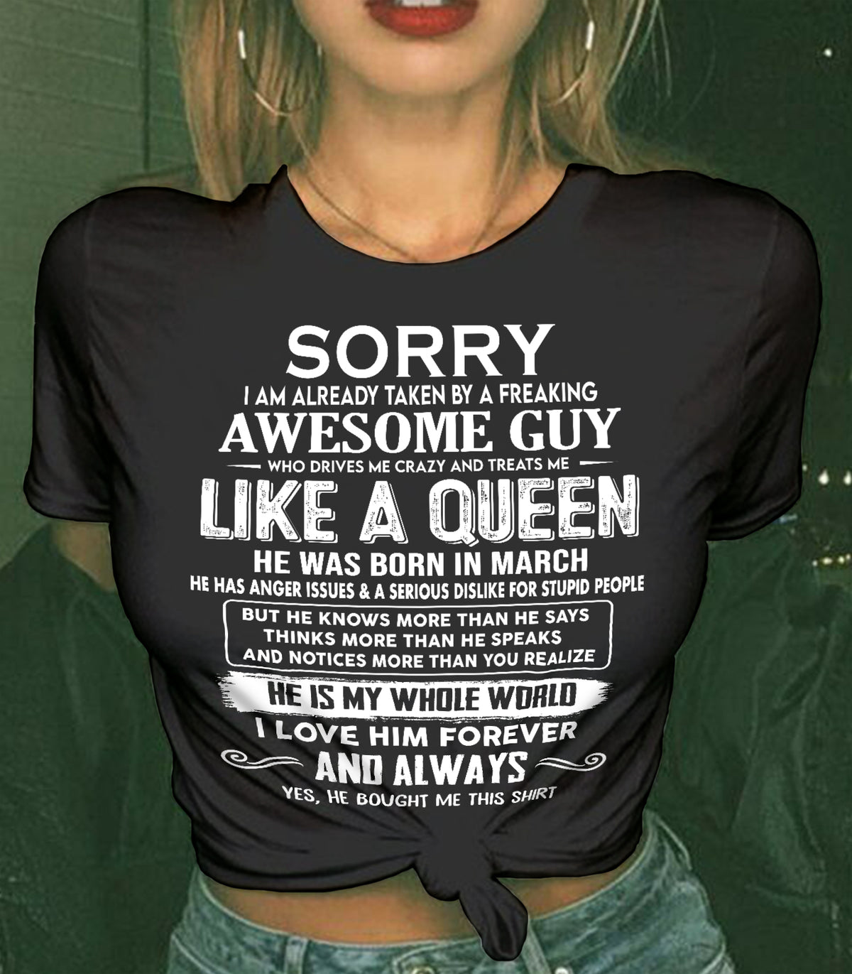MARCH SHIRT Sorry, I’m Already Taken By A Freaking Awesome Guy - From Husband - To Wife - Virgo03 (SKU2602-41-03)