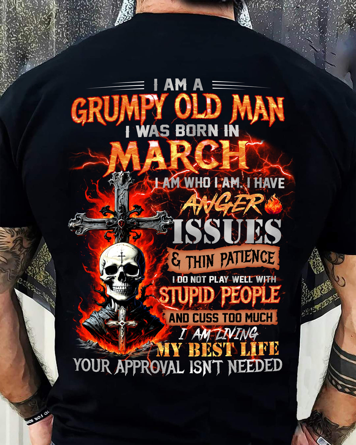 MARCH - GRUMPY OLD MAN T-SHIRT - FUNNY SKULL ANGER ISSUES TEE - PERFECT GIFT FOR MEN Virgo03 (SKU12-319-03)