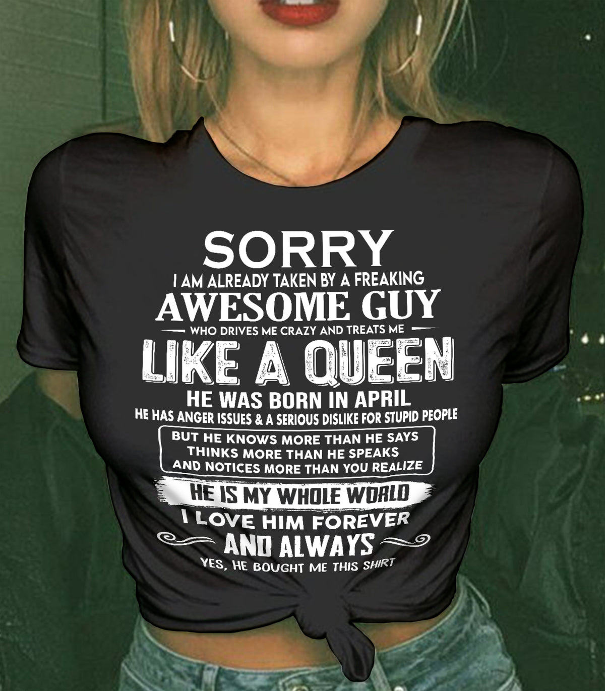 APRIL SHIRT Sorry, I’m Already Taken By A Freaking Awesome Guy - From Husband - To Wife - Virgo04 (SKU2602-41-04)
