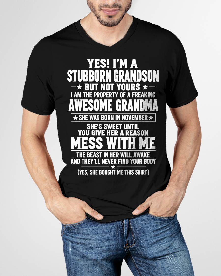 NOVEMBER SHIRT Stubborn Grandson Of An Awesome Grandma - From Grandma - To Grandson - Virgo11 (SKU2610-131-11)