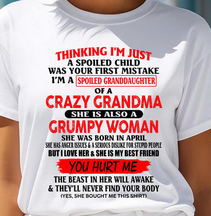 APRIL SHIRT, I'm A Spoiled Granddaughter - Virgo04 (SKU2608-347-04)