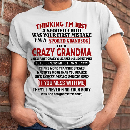 I'M A SPOILED GRANDSON OF A CRAZY GRANDMA - From Grandma - virgo00 (SKU-GMS1-NTT00)