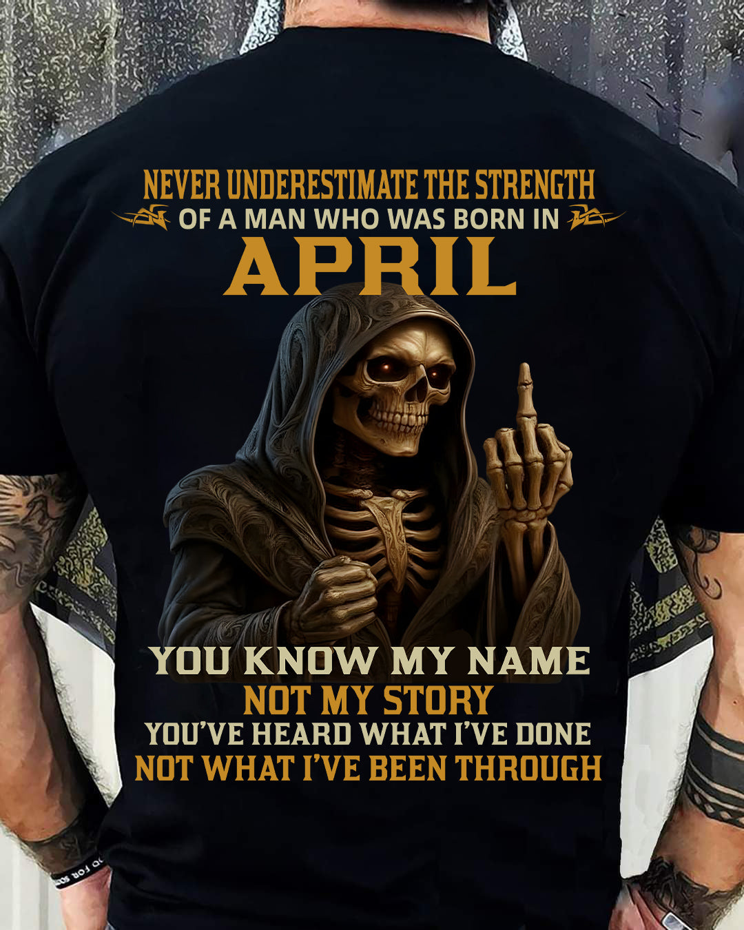 APRIL - NEVER UNDERESTIMATE - BIRTHDAY T-SHIRT FOR MEN - Virgo04 (SKU26T-01-06-04)