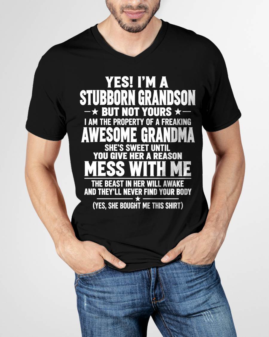 SHIRT Stubborn Grandson Of An Awesome Grandma - From Grandma - To Grandson - Virgo00 (SKU2610-131-00)