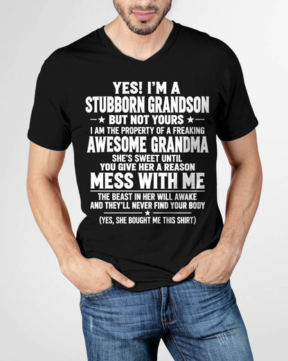 SHIRT Stubborn Grandson Of An Awesome Grandma - From Grandma - To Grandson - Virgo00 (SKU2610-131-00)