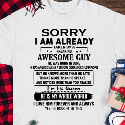June - Awesome Guy - Perfect gift for your girlfriend or wife From Husband - Virgo06 (SKUT08-11-06)