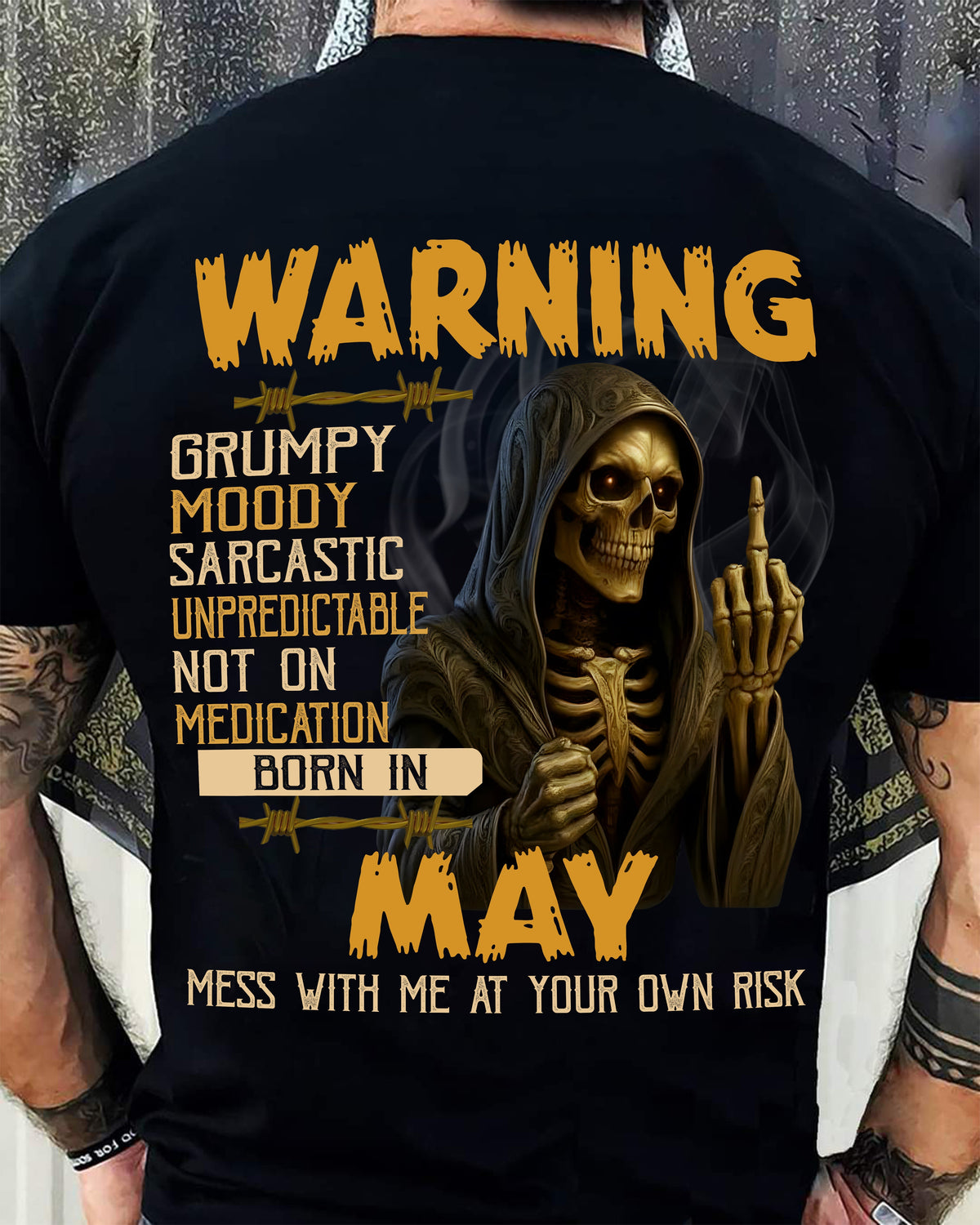 MAY - WARNING GRUMPY MOODY - BIRTHDAY T-SHIRT FOR MEN - Virgo05 (SKU26T-01-07-05)