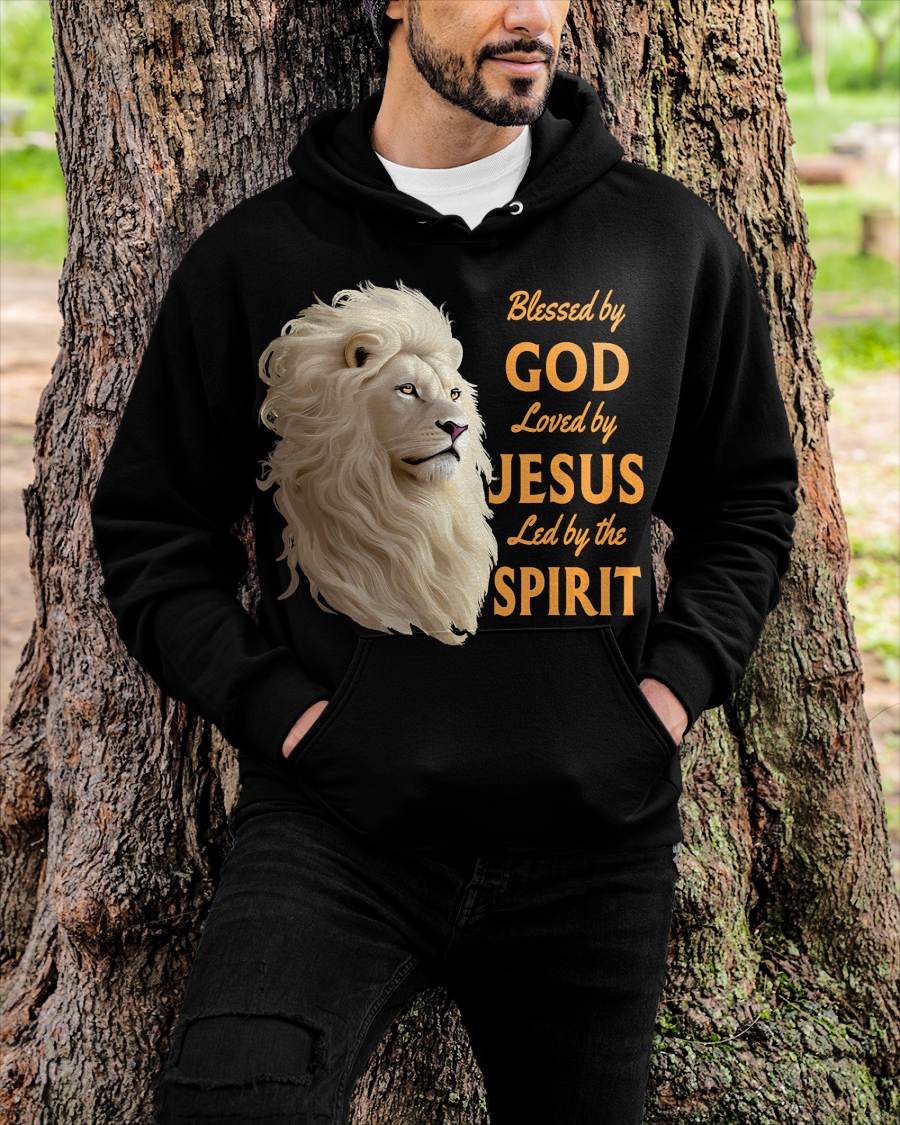 Blessed By God - Loved By Jesus Christian Lion T-Shirt - For Men - Virgo00 (SKU2807-NI-05)