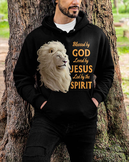 Blessed By God - Loved By Jesus Christian Lion T-Shirt - For Men - Virgo00 (SKU2807-NI-05)