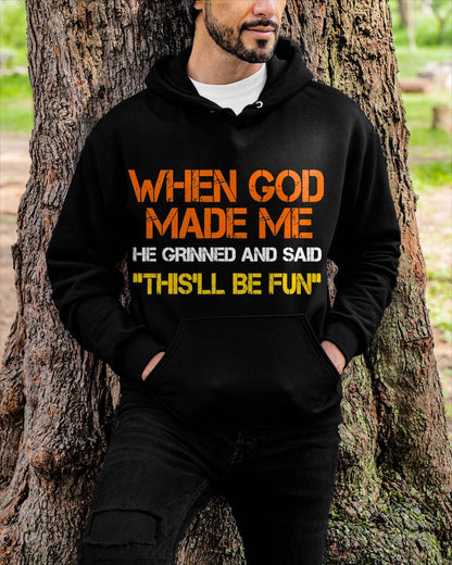 When God Made Me He Grinned and Said Funny Sarcastic Saying T-Shirt- For Men - Virgo00 (SKU2807-NI-04)