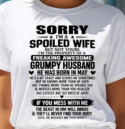 MAY SHIRT Spoiled Wife – Taken By An Awesome Grumpy Husband - From Husband - To Wife - Virgo05 (SKU2610-107-05)