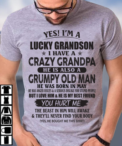 MAY - LUCKY GRANDSON OF CRAZY GRANDPA -  PERFECT GIFT FROM GRANDPA - virgo05 (SKU12-145-05)