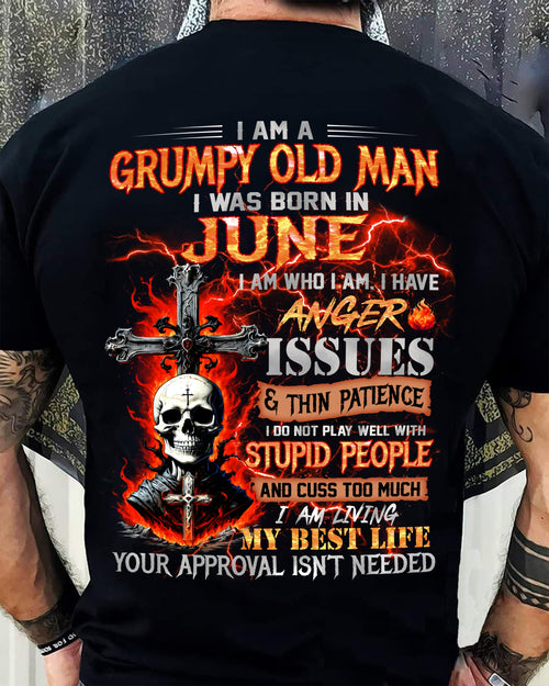 JUNE - GRUMPY OLD MAN T-SHIRT - FUNNY SKULL ANGER ISSUES TEE - PERFECT GIFT FOR MEN Virgo06 (SKU12-319-06)
