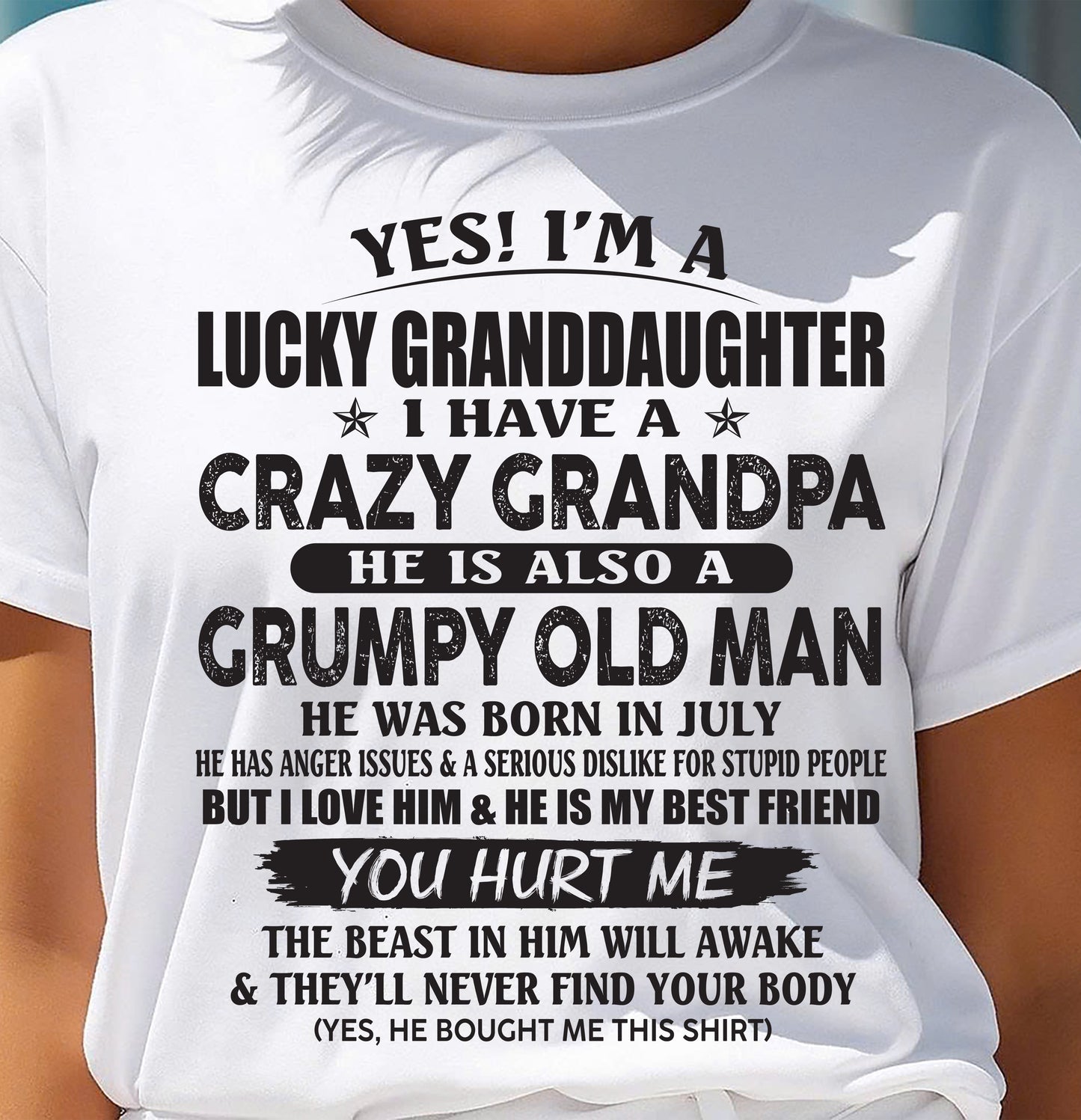 JULY - LUCKY GRANDDAUGHTER OF CRAZY GRANDPA - PERFECT GIFT FOR YOUR GRANDDAUGHTER FROM GRANDPA - virgo07 (SKU10-150-07)
