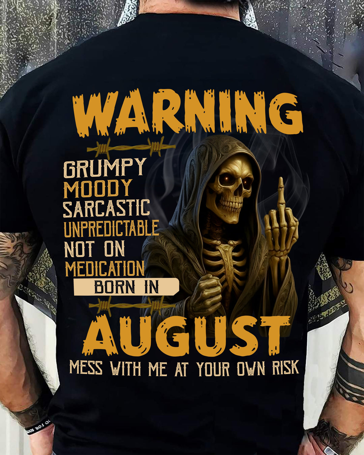AUGUST - WARNING GRUMPY MOODY - BIRTHDAY T-SHIRT FOR MEN - Virgo08 (SKU26T-01-07-08)