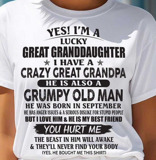 SEPTEMBER - LUCKY GREAT GRANDDAUGHTER OF CRAZY GREAT GRANDPA - PERFECT GIFT FROM GREAT GRANDPA - virgo09 (SKU12-287-09)