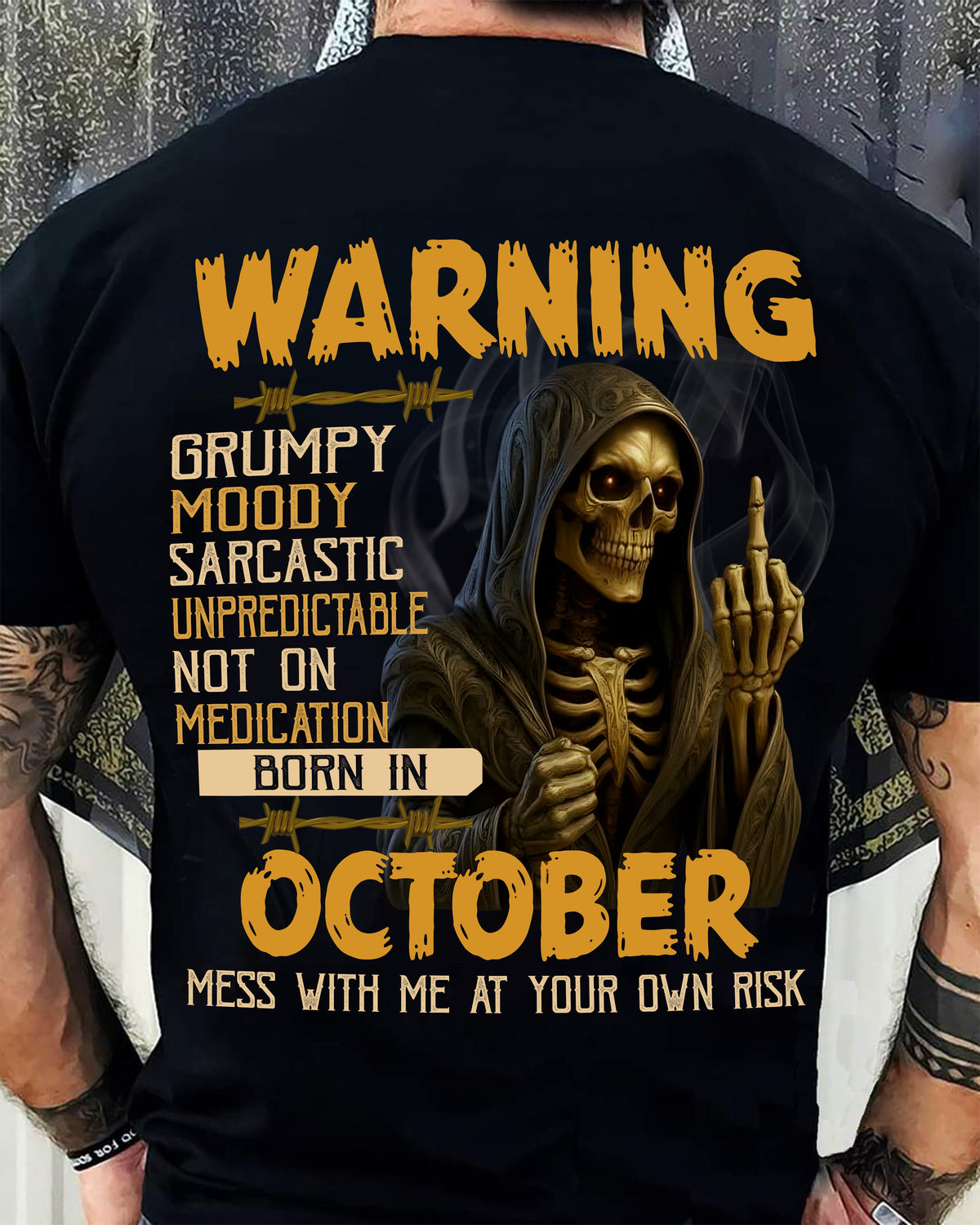 OCTOBER - WARNING GRUMPY MOODY - BIRTHDAY T-SHIRT FOR MEN - Virgo10 (SKU26T-01-07-10)