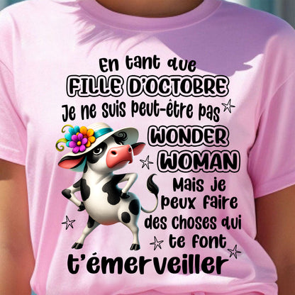 OCTOBRE SHIRT Je ne suis peut-être pas WONDER WOMAN - Virgo10 (SKU2605-39-10)