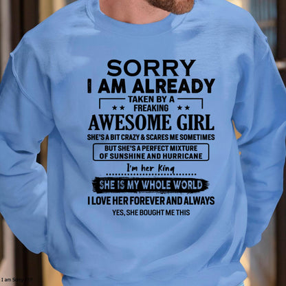 Sorry I Am Already Taken By A Freaking Awesome Girl - Gift For Husband From Wife - Virgo00 (SKU-TSRGIRL-00)
